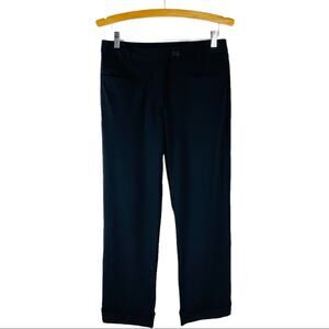 Betabrand black yoga work cuffed straight leg ankle pants medium